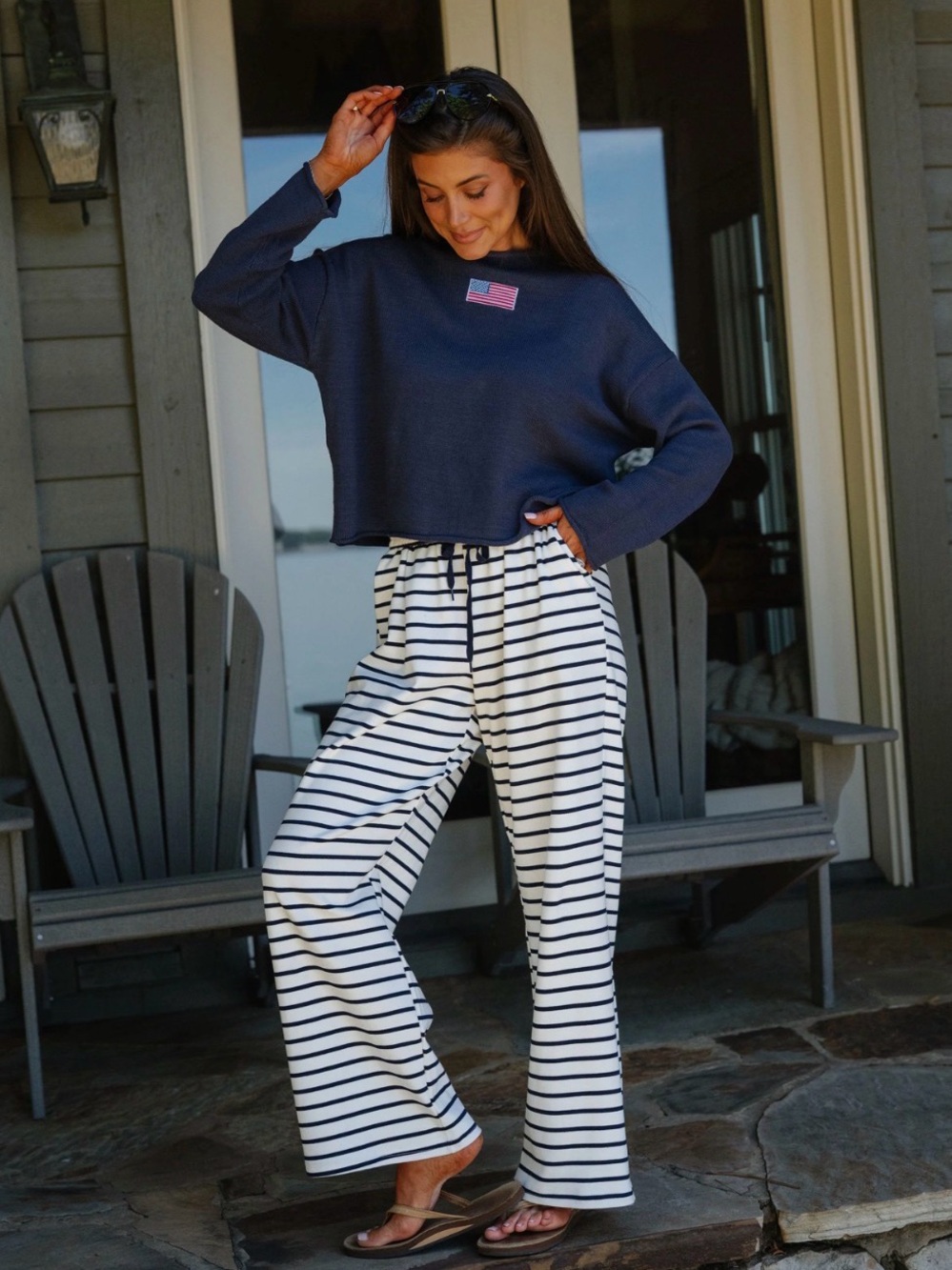 148 Navy American Flag Sweatshirt - Picture 3 of 3